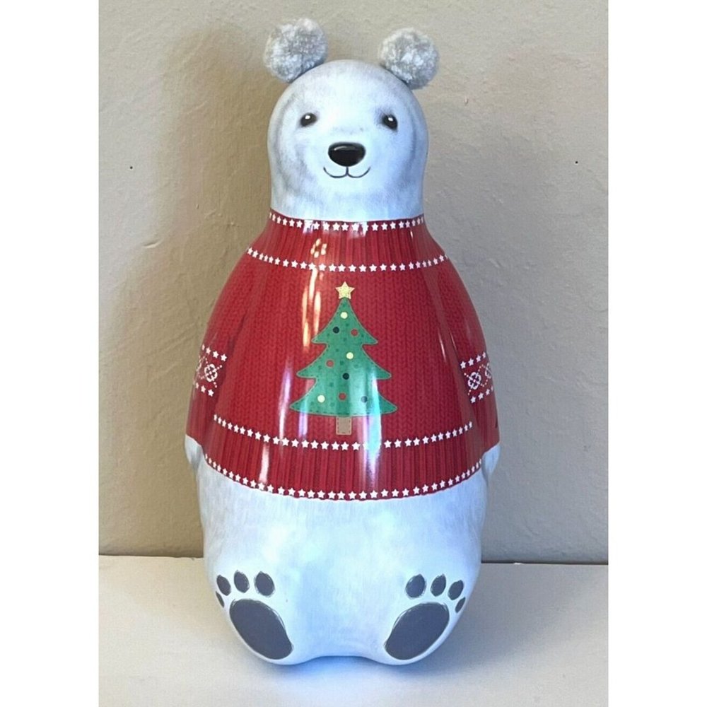 The Silver Crane Christmas Polar Bear Shaped Tin Canister Collectable Gift Packa